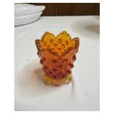 Vintage Fenton Amberina Hobnail footed toothpick
