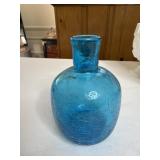 Blenko Blue Crackle Glass Vase 5.5'