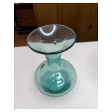 BLENKO AQUA BLUE UNUSAL SHAPE GLASS VASE 8'