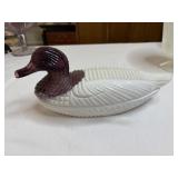 Atteberry Milk Glass Duck With Amethyst Head