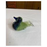 Vtg art glass bird paperweight 3' tall