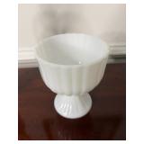 Vintage White Milk Glass Ribbed Pedestal Vase