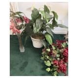 Wicker basket and floral items