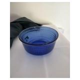 Mexican Cobalt Blue Glass Checkered Texture Bowl