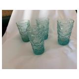 Vintage Set of 4 Aquamarine Anchor Hocking Lido