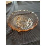 Vintage pink depression glass footed bow 7ï¿½ round