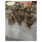 Vintage Fostoria Jamestown Amber glass goblets 9