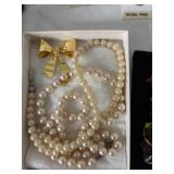 Vintage pearls and pin