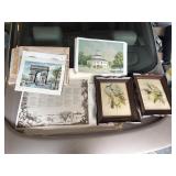 Framed prints & 2 framed bird prints