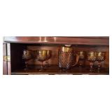 Indiana Glass Amber Diamond Point Glass Pitcher &