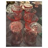 Vintage Fostoria Jamestown pink swirl goblets 6