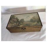 Antique Oriental Handpainted Wood Metal Glass