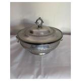 Alum serving  dish with glasses votive insert and