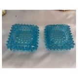 Fenton Turquoise Blue Hobnail Square ashtrays or