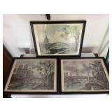 3 Paris prints framed