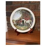 Hunt scene plate and easel