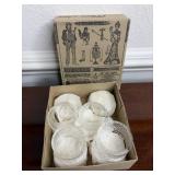 Glass napkin rings in box (8)
