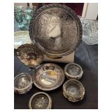 Silver plate coasters and dishes