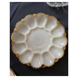 Vintage Porcelain Egg Plate With Gold Rim