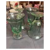 Vintage Fostoria Jamestown green swirl goblets 4