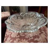 Vintage Mid Century Scalloped edge crystal bowl