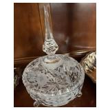 Vintage Large Heavy Etched Crystal  Covered Candy