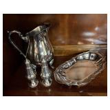 Silver plate tea pot tray & sterling silver