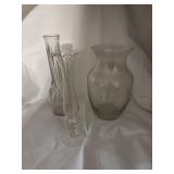 3 glass vases