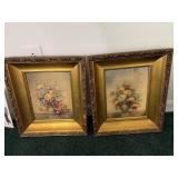 2 floral prints framed