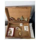 Christmas pins and box