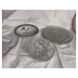 2 glass bowls 3 plates 1 floral bowl marked Japan
