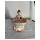 Vintage Enesco Pink Lady Figurine  Work Is Never