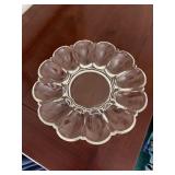 Vintage Heavy Glass Egg Plate Holds 12