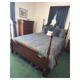 Full size 4 poster bed & comforter set