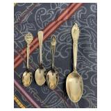 1 Sterling spoon & 3 souvenir spoons