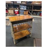 Antique Wicker & Wood 3 Tier Side Stand
