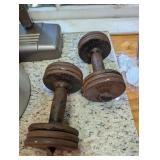 Pair Antique Adjustable Dumbbells