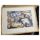 Framed Watercolor Signed Itzhak Sankowsky 1958