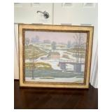 Framed Snow Scene Oil Signed J. Grossman