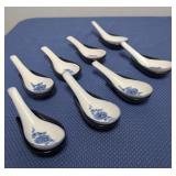 (8) Chinese Soup Spoons & Rests