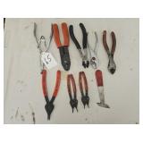 9 Pc. Misc. Tools Pliers, Snap Ring