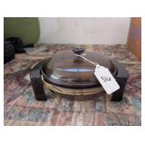 Vintage Pyrex Smokey Casserole Dish w/ Holder