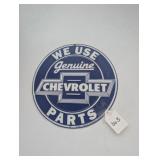 Round Chevrolet Parts Sign Metal