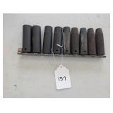 9 Pc. Snap On Metric Deep Well Impact Sockets