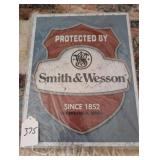 Protected by Smith & Wesson Metal Sign New