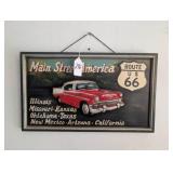 Main Street America Route 66 Wood Wall Plaque