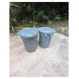 2 Pc Rubbermaid Brute Garbage Cans w/ Lids