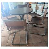 Round Wood Table w/ (5) Chrome Chairs