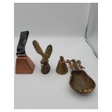 Copper Cowbell, 2 Brass Bells, Brass Spoon
