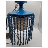 Blue Beaded Swag Lamp